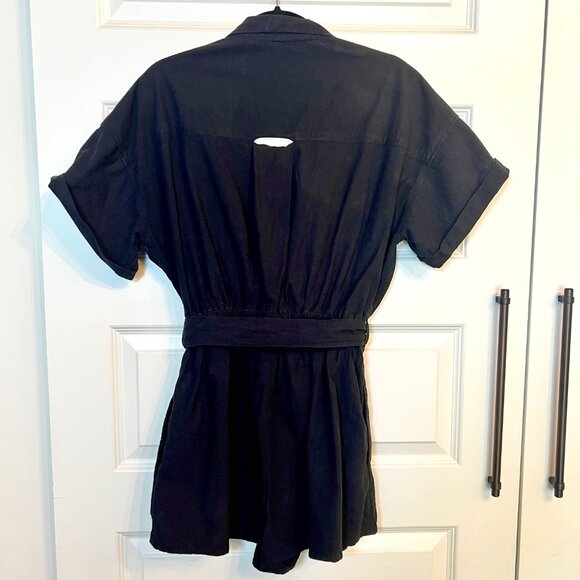 Free People Black Short Sleeve Button Front Romper Sz Small - Picture 3 of 10